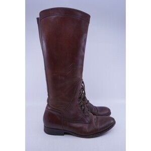 Frye Melissa Tall Lace Up Side Zip Riding Boots Brown Size 8.5 E Wide Equestrian